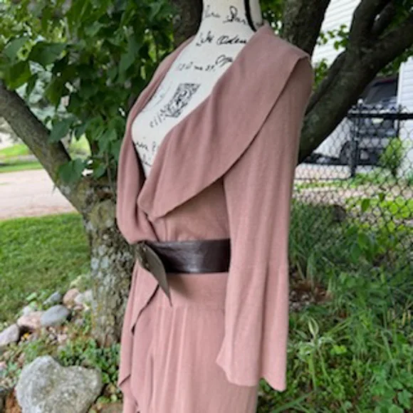 KENAR BOHO COASTAL GRANNY RUFFLED SWEATER WRAP MEDIUM MOCHA - Picture 13 of 17